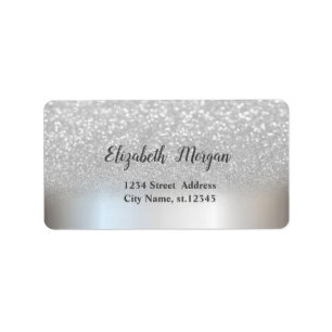 Etiqueta Elegante Chic Plata Brillo Ombre Bokeh