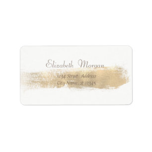 Etiqueta Elegante Chic  Simple Blanco,Pincelada de Oro Fals