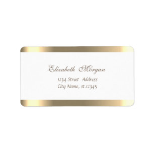 Etiqueta Elegante Chic Simple, Blanco ,Rayado
