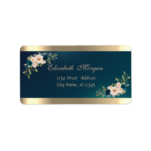 Etiqueta Elegante Chic Sofisticado, Floral Verde Dorado