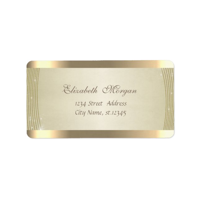 Etiqueta Elegante Chic  Sofisticado, Rayado, Brillante (Frente)