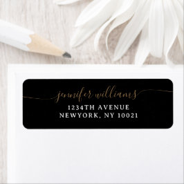 Etiqueta Elegante Chica Minimalista Clásico Dorado Script