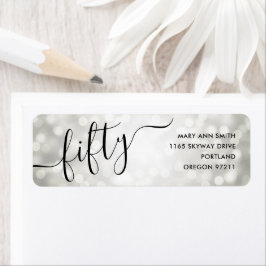 Etiqueta Elegante Cincuenta Luces Plateadas 50 cumpleaños