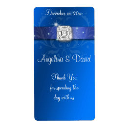 Etiqueta Elegante Cinta Azul Cinta de Diamante Vino/Agua