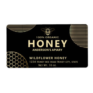 Etiqueta Elegante Círculos modernos miel de abeja