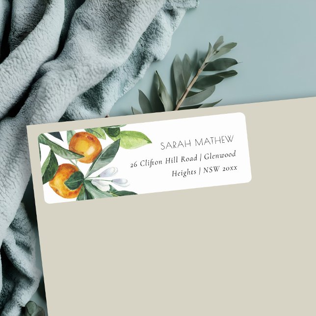 Etiqueta Elegante Citrus Naranja Dirección Botánica Boho (Subido por el creador)