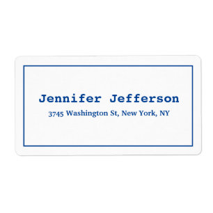 Etiqueta Elegante Clásico Plain Profesional Deep Blue Blanc