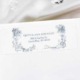 Etiqueta Elegante Classic Dusty Blue Floral Francesa