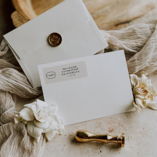 Etiqueta Elegante Classic Moda Gray Monograma Dirección de 