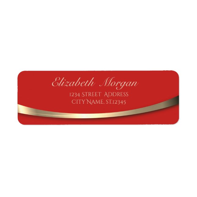Etiqueta Elegante con estilo, dorado, rojo (Frente)