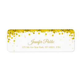 Etiqueta Elegante Confetti Dorado Script Lujo Plata Moderna