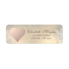 Etiqueta Elegante Corazón de Oro Rosa Moderno, Dirección Br