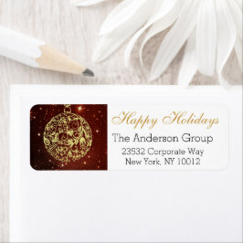 Etiqueta Elegante Corporate Happy Holidays Gold Ornament