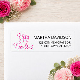 Etiqueta Elegante Cumpleaños Fabuloso Rosa 50