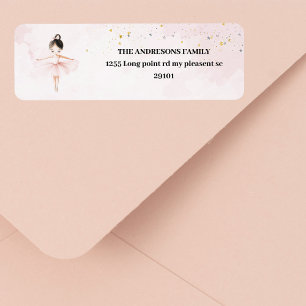 Etiqueta Elegante cumpleaños rosado Ballerina