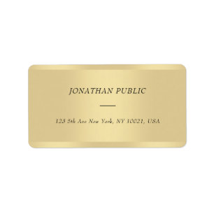 Etiqueta Elegante Cursive Font Name Gold Moderno Address