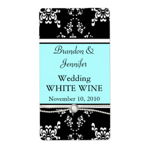 Etiqueta Elegante Damask Wedding Wine Labels