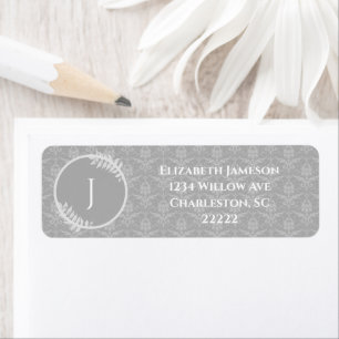 Etiqueta elegante de Damasco gris