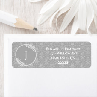 Etiqueta elegante de Damasco gris