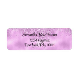 Etiqueta elegante de dirección de Purpurina Lilac 