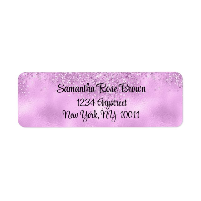 Etiqueta elegante de dirección de Purpurina Lilac  (Frente)