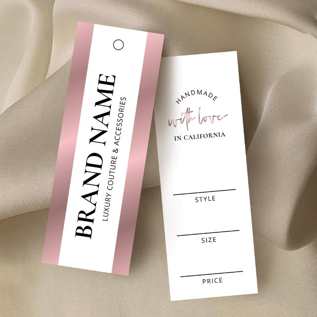 Etiqueta elegante de etiqueta de colmena con ropa  (Elegant white and rose gold effect thin product price tag labels)