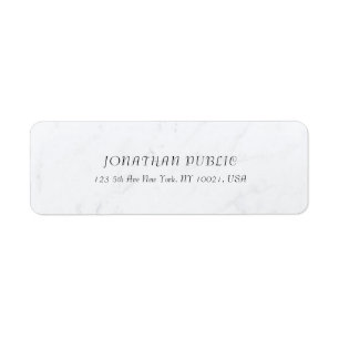 Etiqueta Elegante de moda Texto Cursivo Marble blanco Sleek
