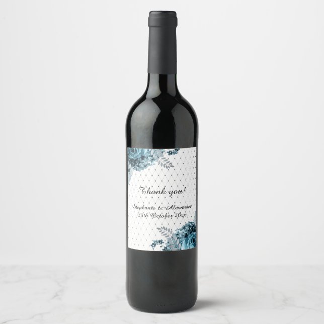 ETIQUETA ELEGANTE DE VINO DE NETEO DE FLORES VERDE (Anverso)