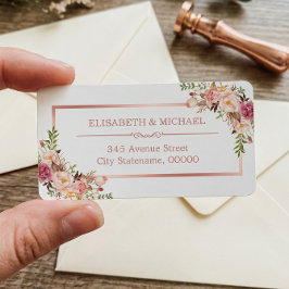 Etiqueta Elegante decoración floral de marco dorado Rosa