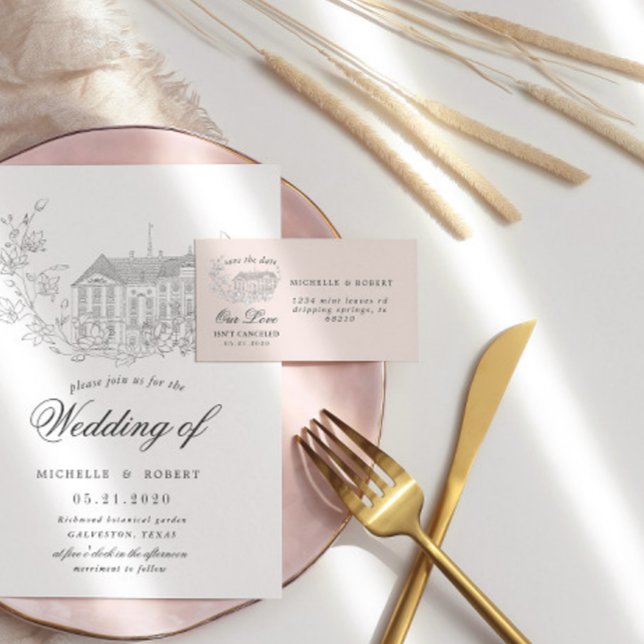 Etiqueta Elegante Destino Floral Guardar La Fecha (Subido por el creador)