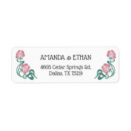 Etiqueta Elegante dirección Art Nouveau Floral Boda