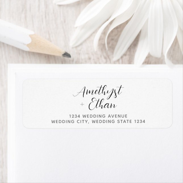 Etiqueta Elegante dirección Boda de escritura moderna (In situ)