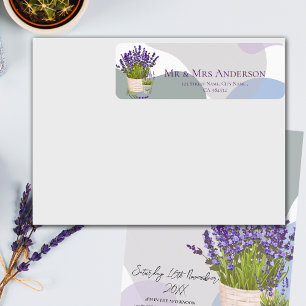 Etiqueta Elegante dirección Boda de Flores de Lavanda Púrpu