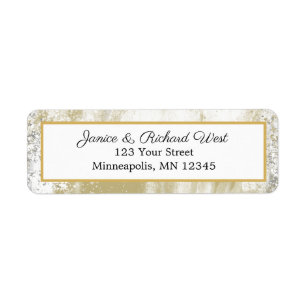 Etiqueta Elegante dirección Boda del marco dorado plateado