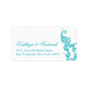 Etiqueta Elegante dirección Boda Turquesa Paisley Peacock