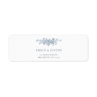 Etiqueta Elegante dirección Boda Vintage Floral Blue