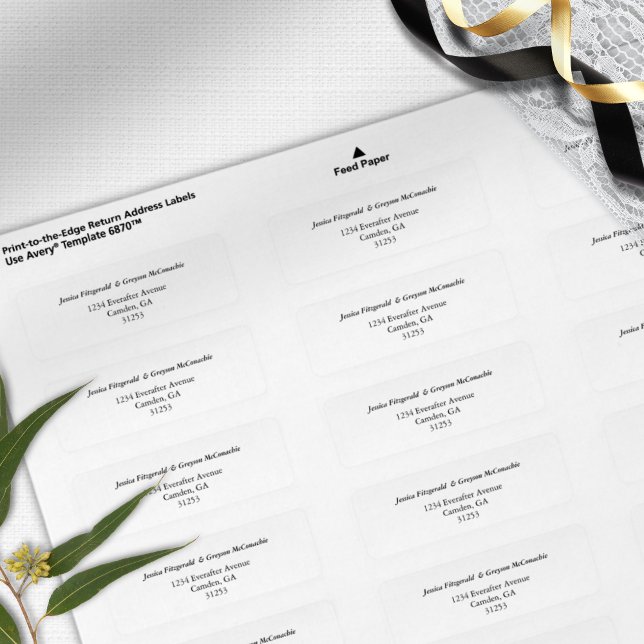 Etiqueta Elegante dirección clásica de Boda blanco y negro (Subido por el creador)