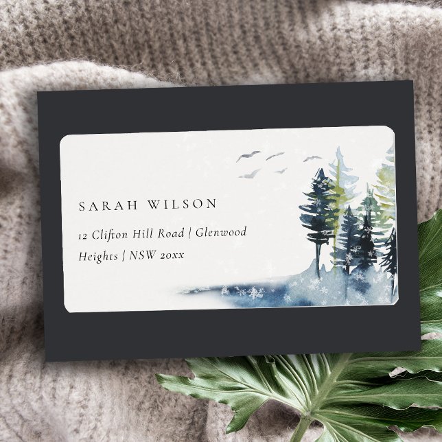 Etiqueta Elegante dirección de aves forestales de pino azul (Subido por el creador)