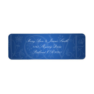 Etiqueta Elegante dirección de boda amor Flourish Blue
