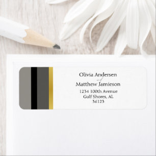 Etiqueta Elegante Dirección de Boda con Franja Gris Negra D