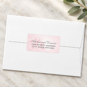 Etiqueta Elegante Dirección de Boda Floral de Peonía Rosa