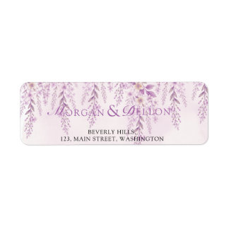 Etiqueta Elegante Dirección de Boda Floral Lavanda Tono Ros