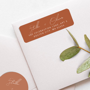 Etiqueta Elegante dirección de caligrafía rústica de terrac