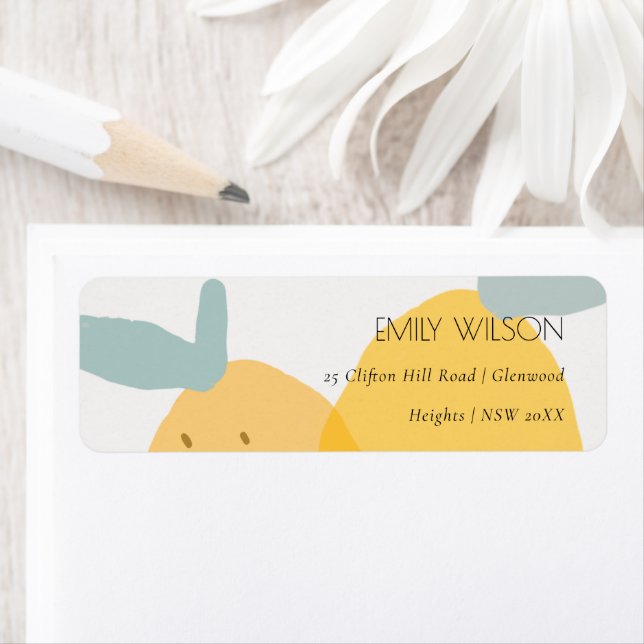 Etiqueta Elegante dirección de cítricos de limón amarillo b (In situ)