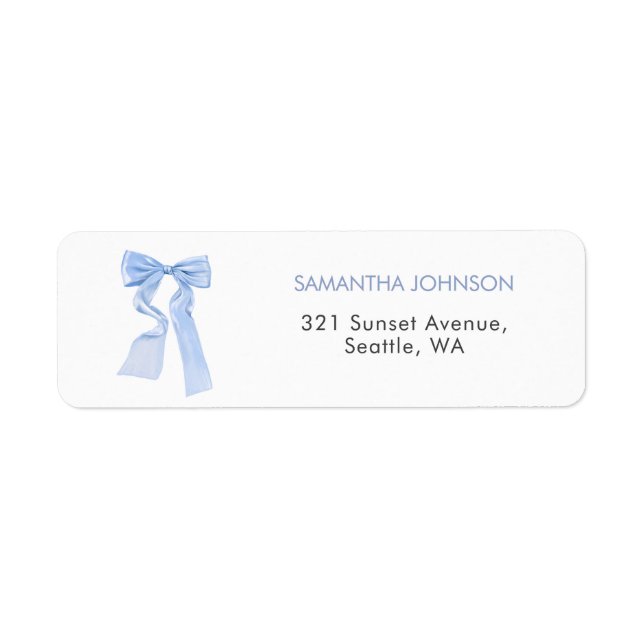 Etiqueta Elegante dirección de Coquette de Bow Azul (Frente)