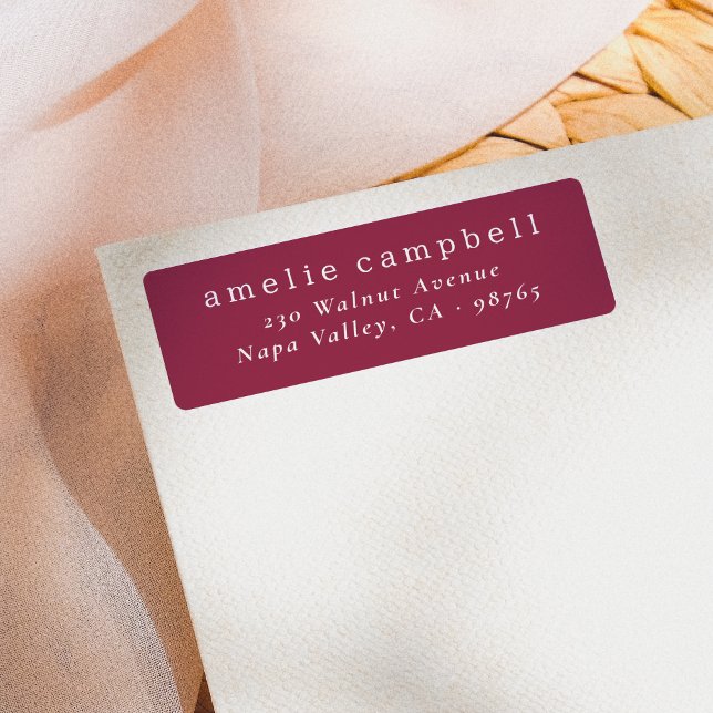 Etiqueta Elegante Dirección de Devolución Burgundy Minimali (Address Label Mock-up)