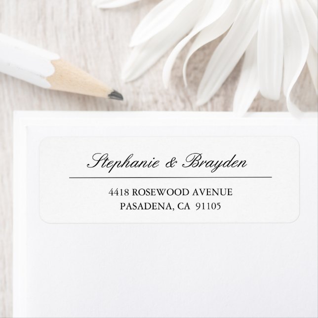 Etiqueta Elegante dirección de devolución de boda con letra (In situ)