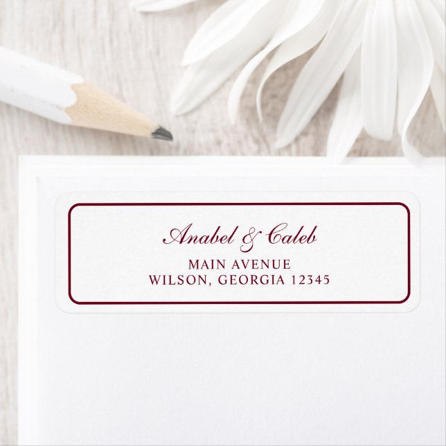 Etiqueta Elegante dirección de devolución de boda con marco (In situ)