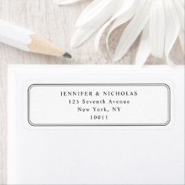 Etiqueta Elegante dirección de devolución de boda en blanco