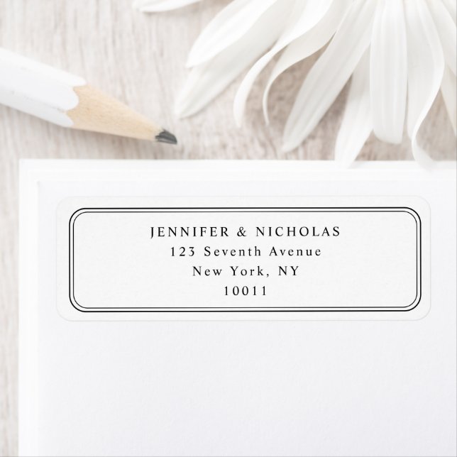 Etiqueta Elegante dirección de devolución de boda en blanco (In situ)